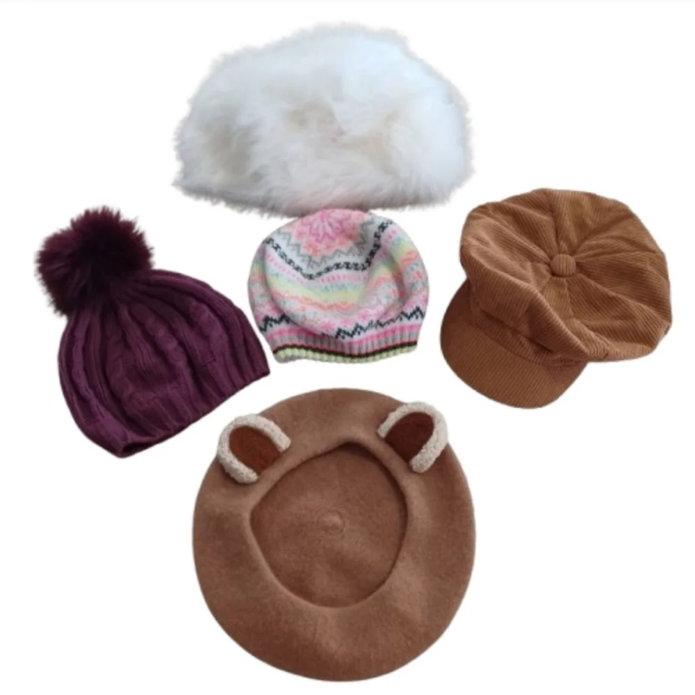 Stylish Hat Collection - White, Purple, Multicolor, Brown